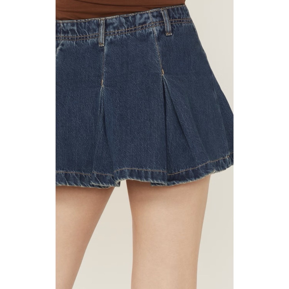 Free People Madison Avenue Denim Mini Skirt Women's Size 27 Pleated NWT